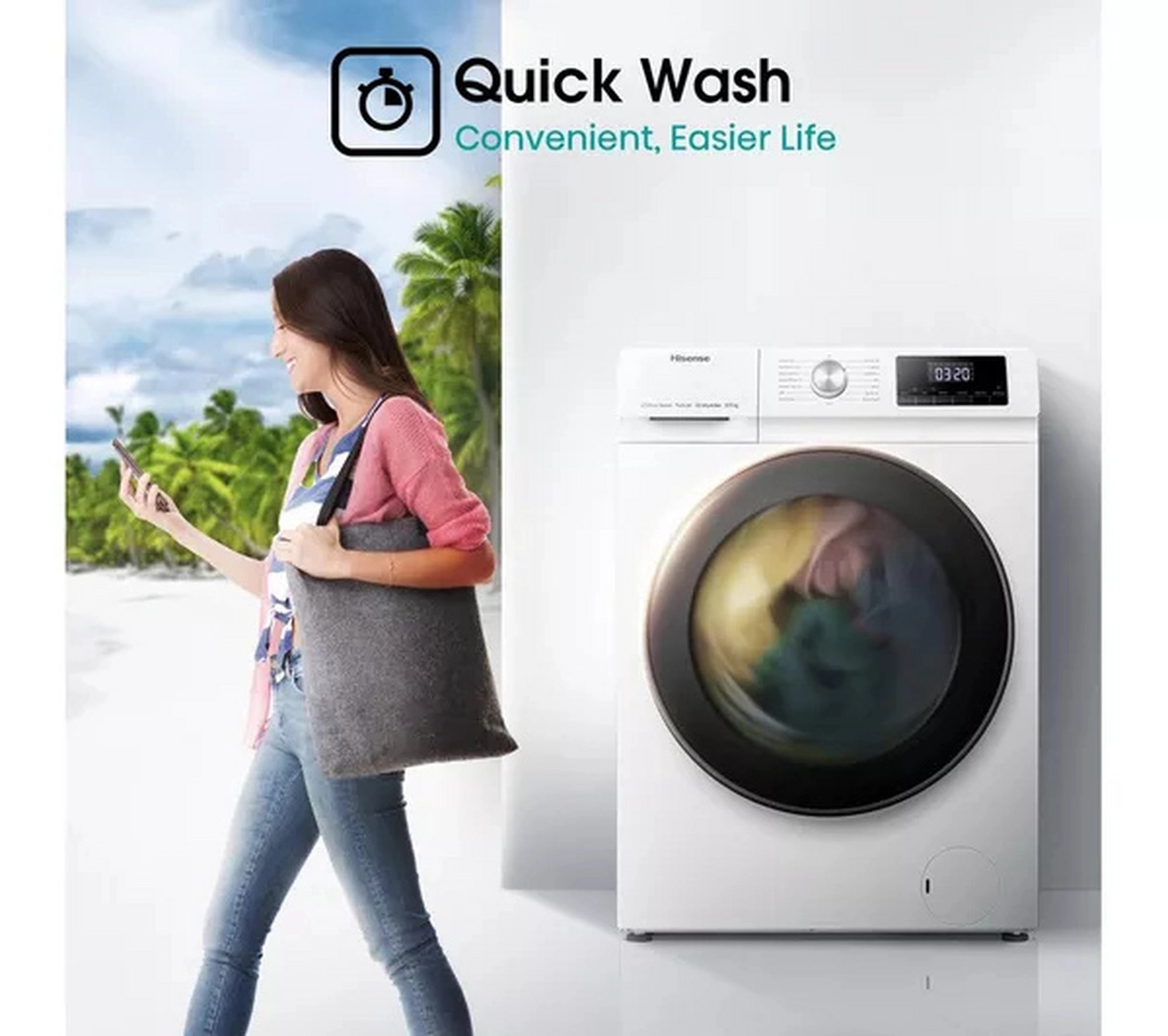 Hisense WDQA8014EVJM 8+5kg 1400 Spin Freestanding Front Loading Washer Dryer White