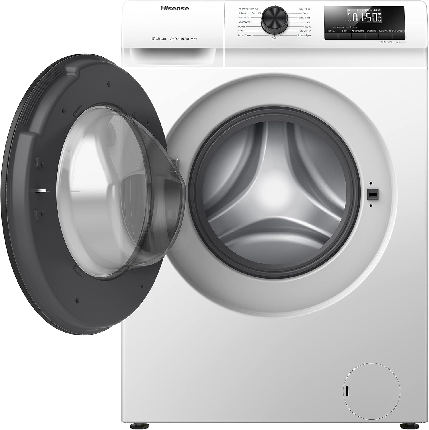 Hisense WFQP9014EVM 9kg 1400 Spin Freestanding Front Load Washing Machine White