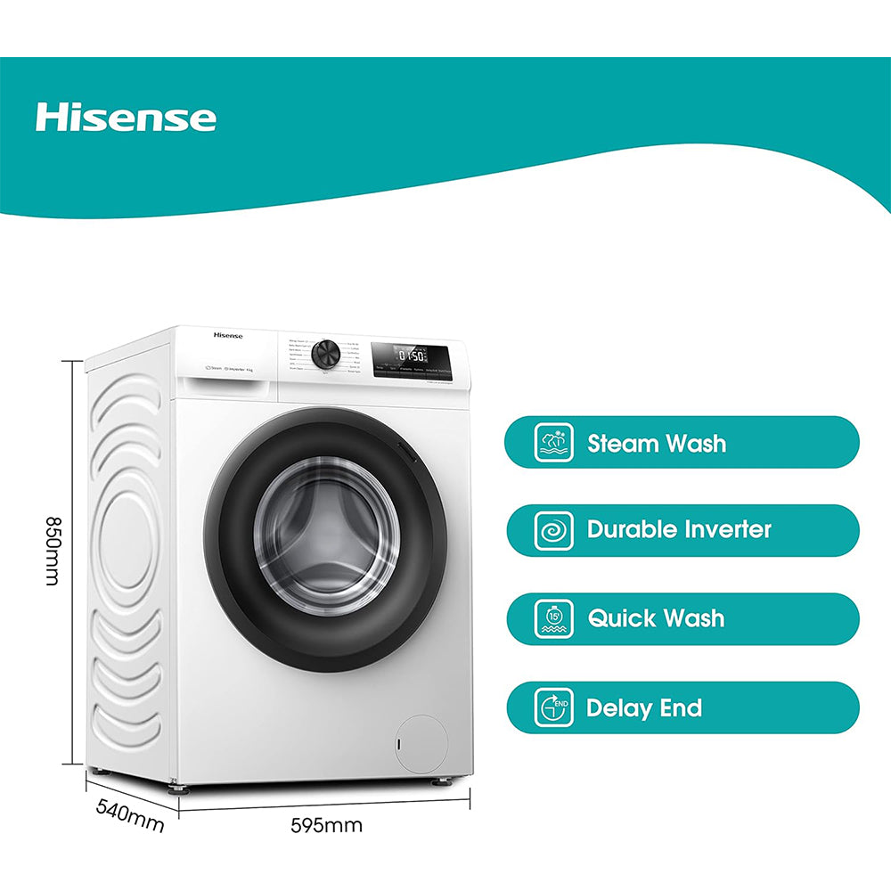 Hisense WFQP9014EVM 9kg 1400 Spin Freestanding Front Load Washing Machine White