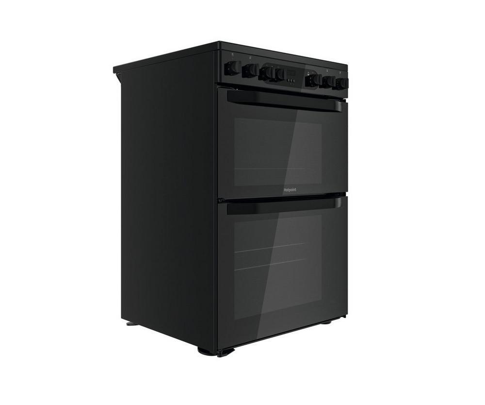 Hotpoint HDEU67V9C2B UK 60cm Freestanding Double Oven Electric Cooker with Ceramic Hob Black