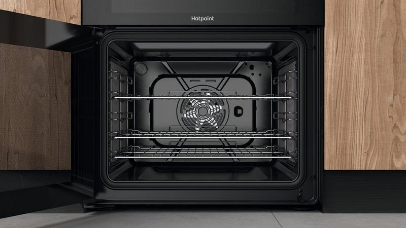 Hotpoint HDEU67V9C2B UK 60cm Freestanding Double Oven Electric Cooker with Ceramic Hob Black