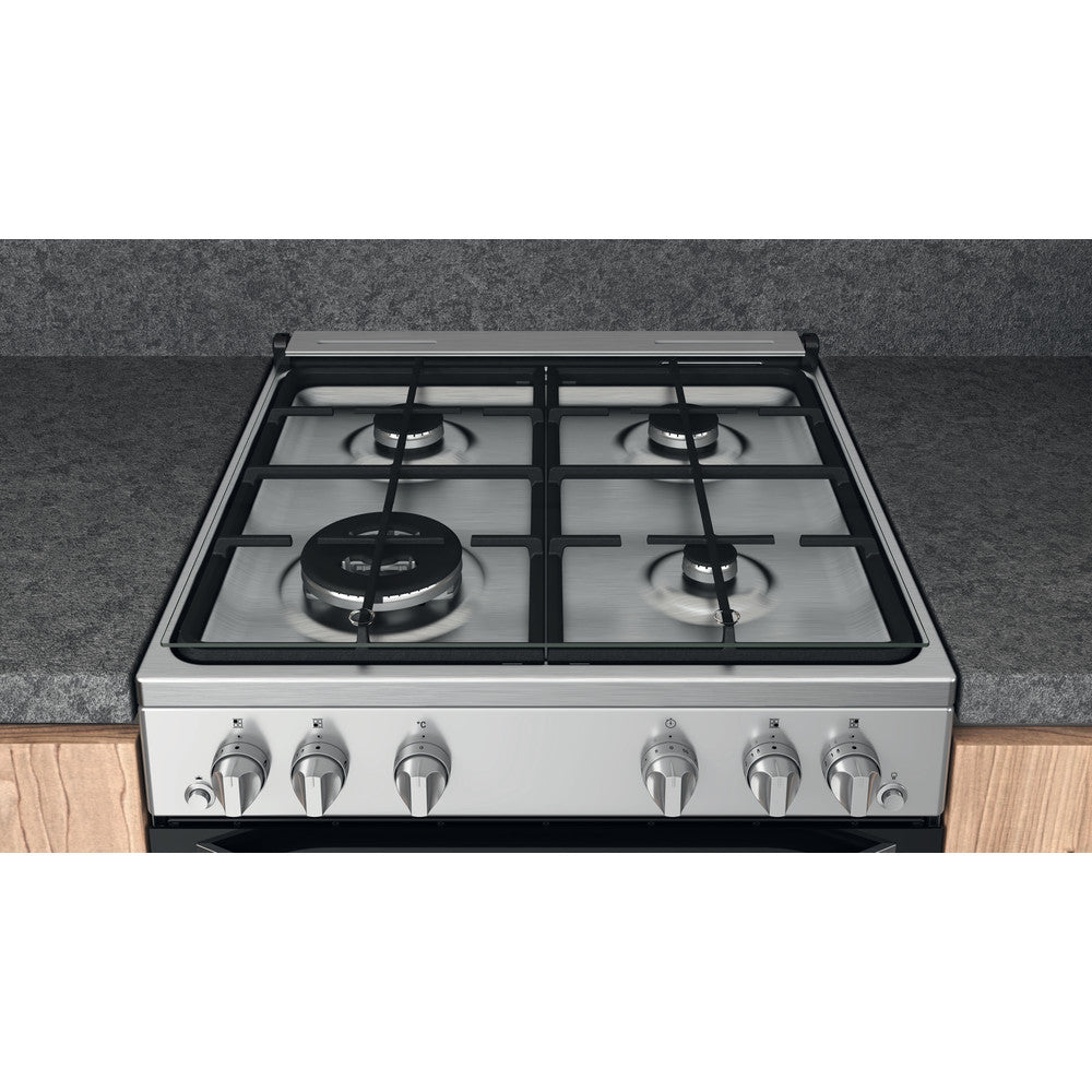 Hotpoint HS67G2PMX 60cm Single Gas Cooker with Gas Hob Inox