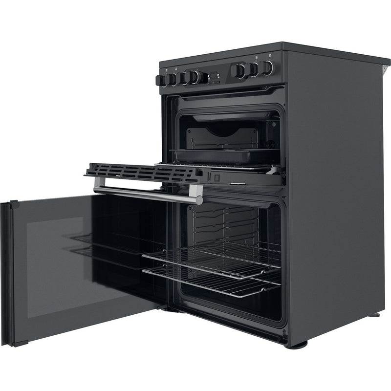 Hotpoint Cannon CD67V9H2CAUK Freestanding 60Cm Electric Cooker with Double Oven Dark Grey