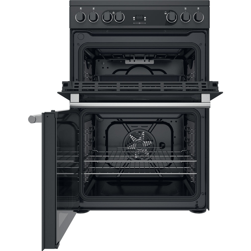 Hotpoint Cannon CD67V9H2CAUK Freestanding 60Cm Electric Cooker with Double Oven Dark Grey