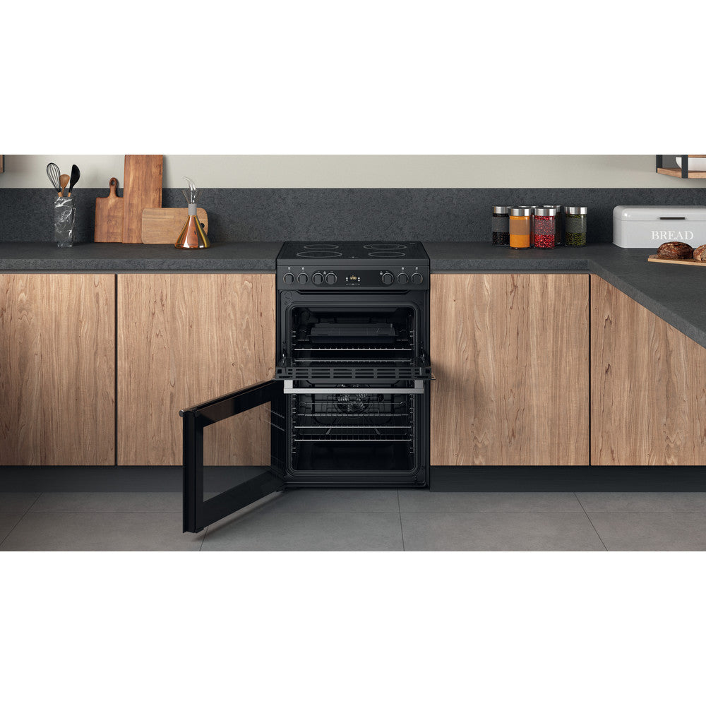 Hotpoint Cannon CD67V9H2CAUK Freestanding 60Cm Electric Cooker with Double Oven Dark Grey