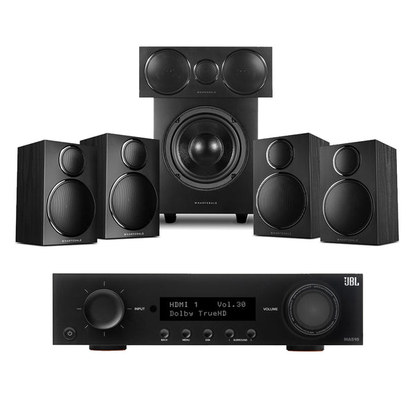 JBL MA510 5.2ch 8K AV Receiver with Wharfedale DX3 HCP 5.1 Speaker Package Black