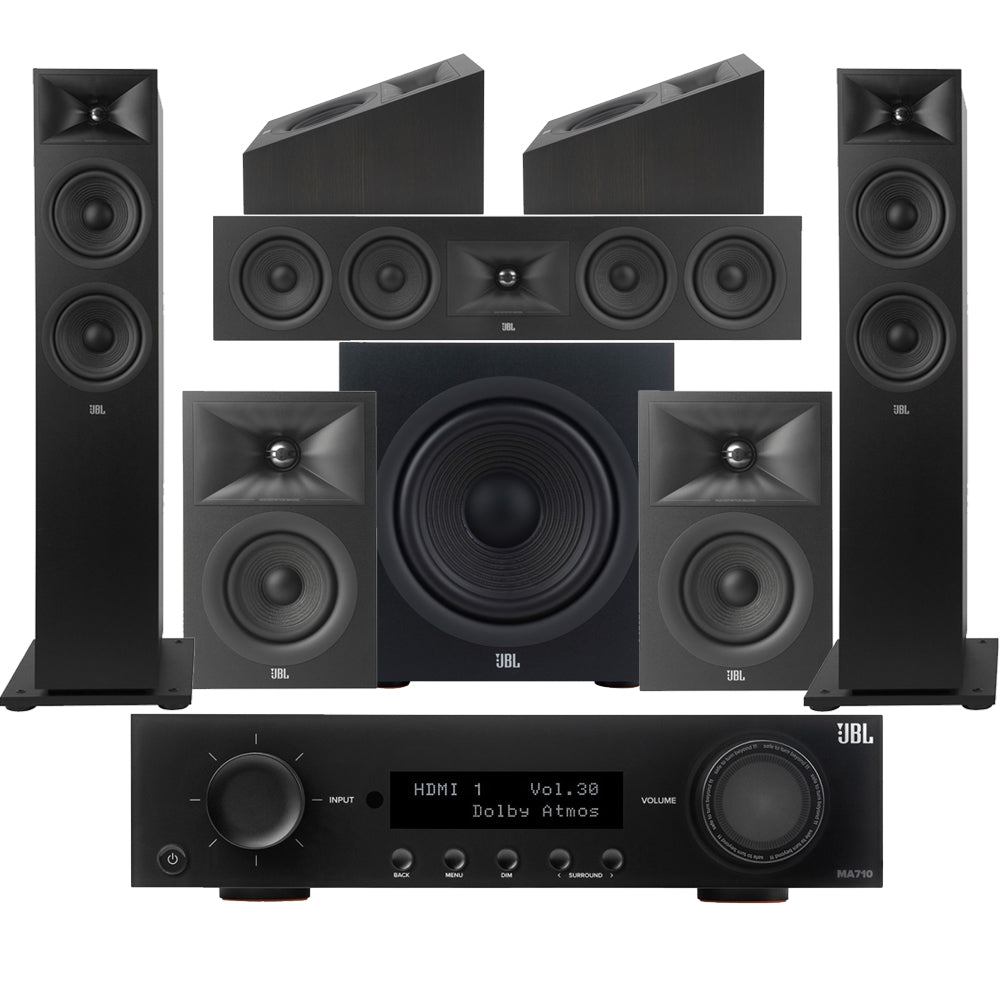 JBL MA710 7.2 Channel 8K AV Receiver with JBL Stage 260F 5.1.2 Speaker Package Black