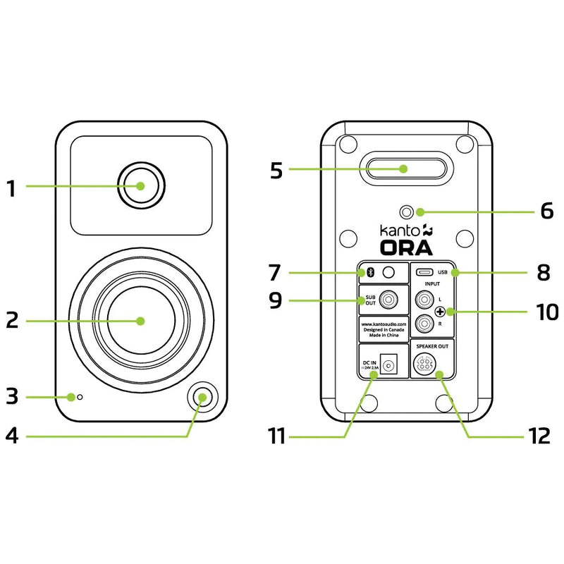 Kanto Ora Powered Reference Desktop Speakers With Bluetooth Matte White