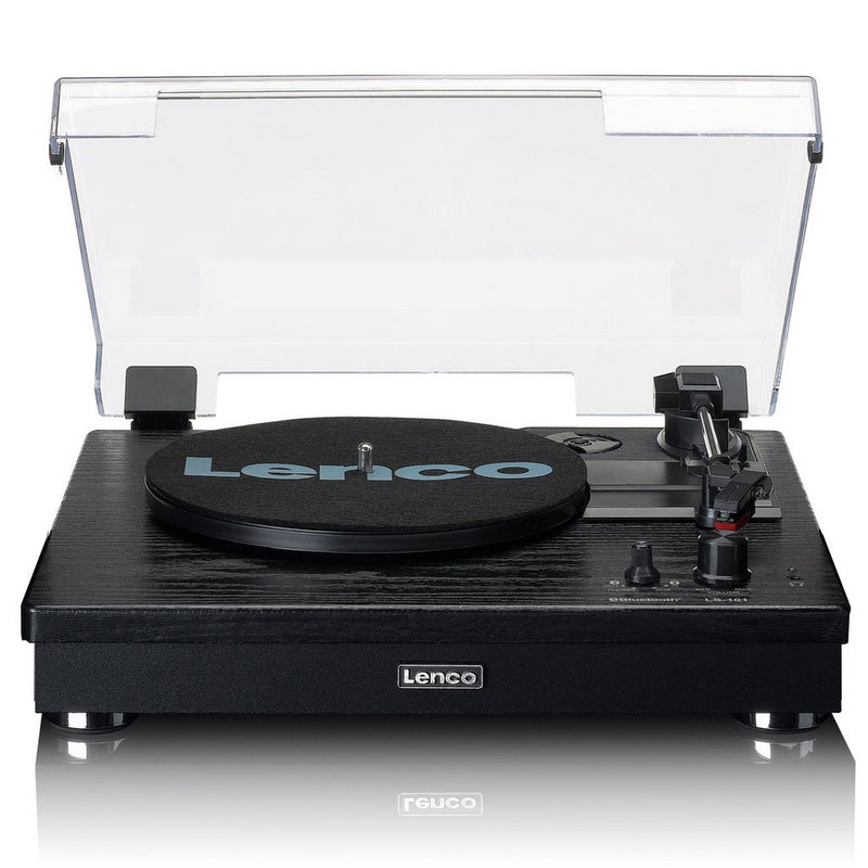 Lenco LS-101 Belt Drive Wooden Bluetooth Turntable and HiFi Speakers Black