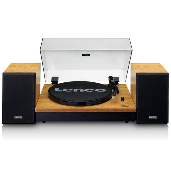 Lenco LS-300 Belt Drive Bluetooth Turntable and HiFi Speakers Pair Wood