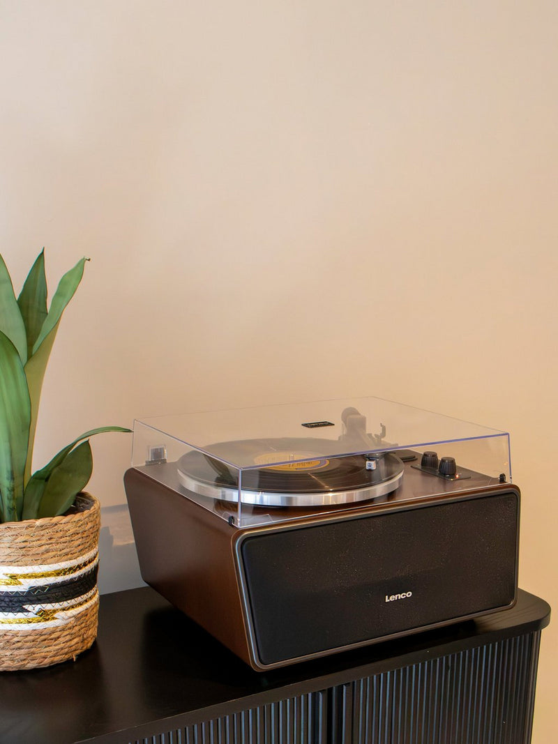 Lenco LS-470WA Belt Drive Bluetooth Turntable with Built In Speaker Walnut