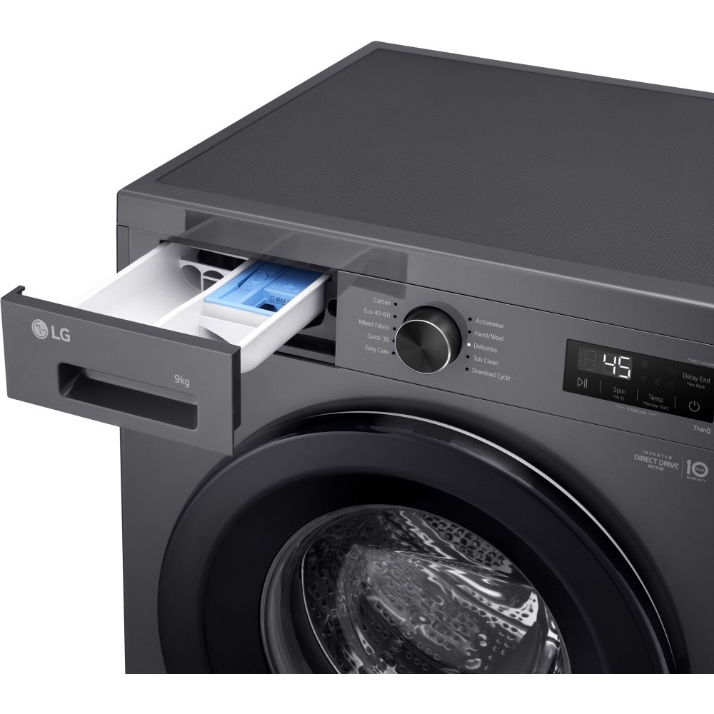 LG F4X1009NMK 9kg 1400 Spin X10 Series Direct Drive WiFi Enabled Washing Machine Grey