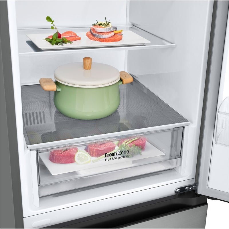 LG GBV22L0EPY 387L NatureFRESH Freestanding Frost Free Fridge Freezer Prime Silver