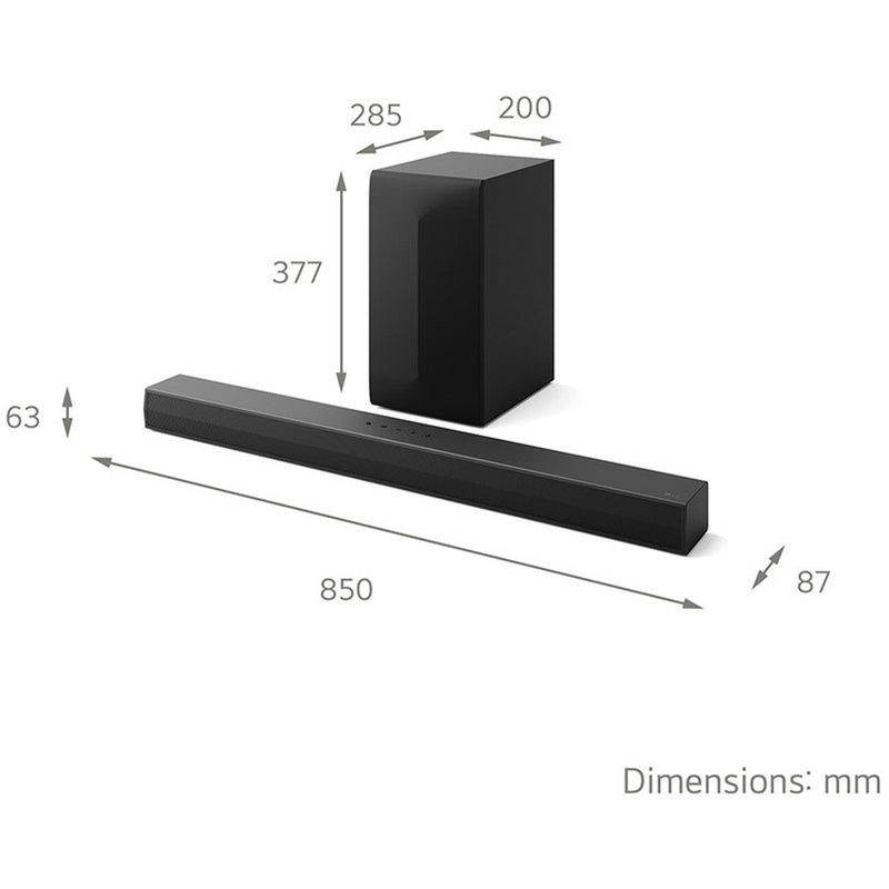 LG US60T 3.1 Channel Bluetooth Soundbar with Wireless Subwoofer Black 2024