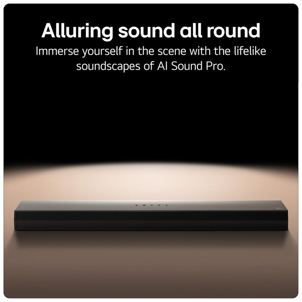 LG US60T 3.1 Channel Bluetooth Soundbar with Wireless Subwoofer Black 2024