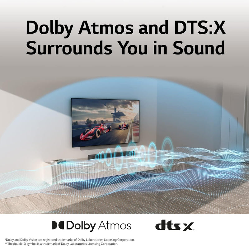 LG USE6S 3.0ch Bluetooth WiFi All In One Soundbar with High Resolution Audio Dolby Atmos and DTS:X Black