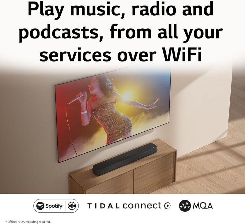 LG USE6S 3.0ch Bluetooth WiFi All In One Soundbar with High Resolution Audio Dolby Atmos and DTS:X Black