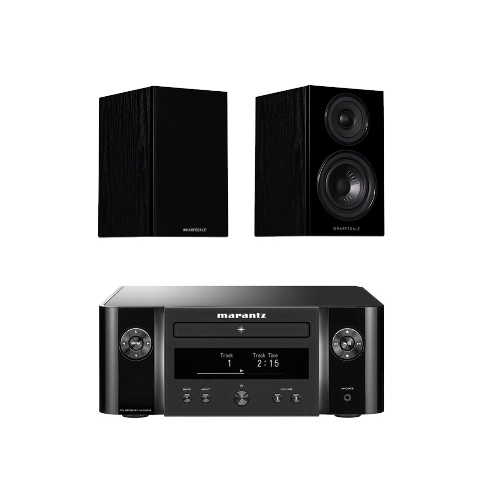 Marantz Melody X MCR612 Hifi Network System with Wharfedale Diamond 12.0 Bookshelf Speakers Pair Black