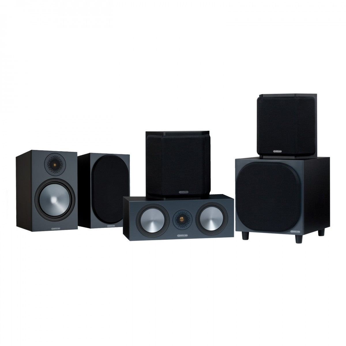 Denon AVRS670H 5.2 Ch 8K AV Receiver with Monitor Audio Bronze 100 AV 5.1 Speaker Package Black