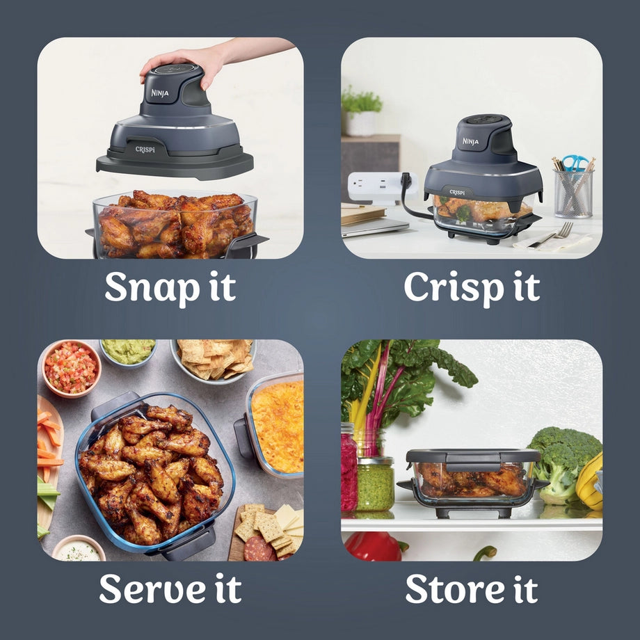 Ninja FN101UKGY CRISPi 4 in 1 Portable Glass Air Fryer Cyber Space