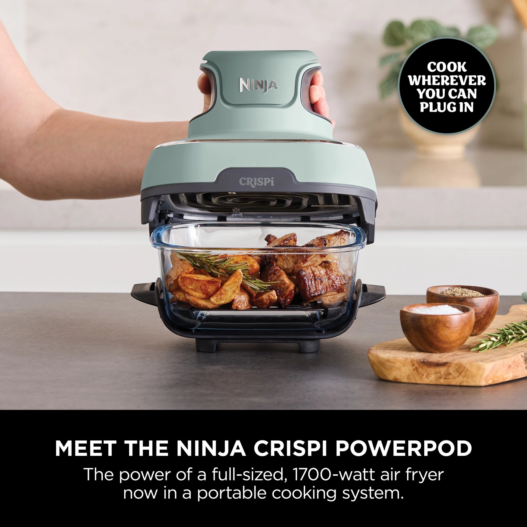 Ninja FN101UKSG CRISPi 4 in 1 Portable Glass Air Fryer Sage