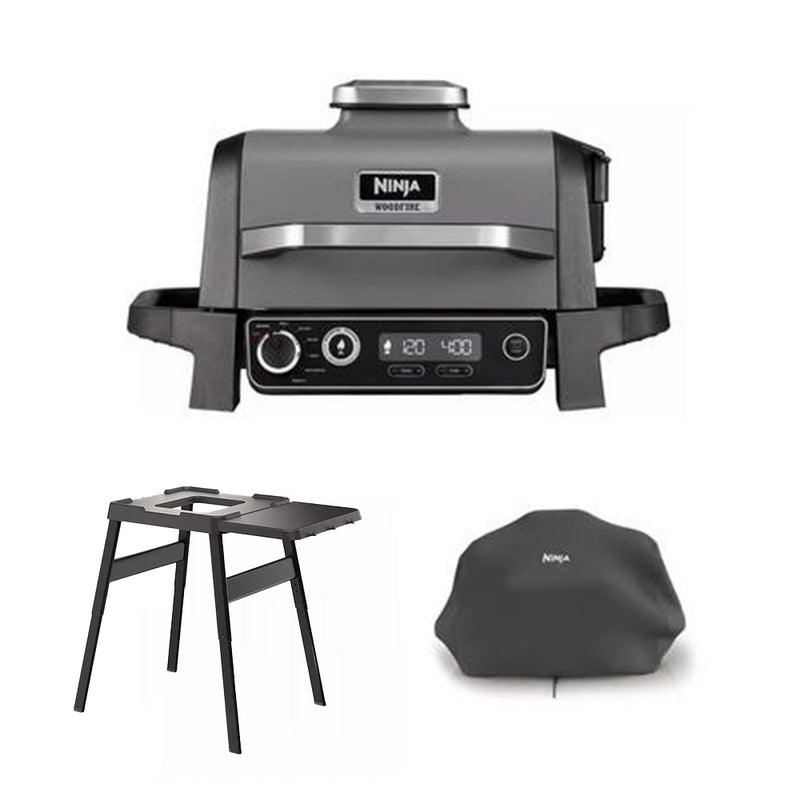 Ninja Woodfire Electric BBQ Grill and Smoker with Stand and Cover OG701UKGRILLKIT