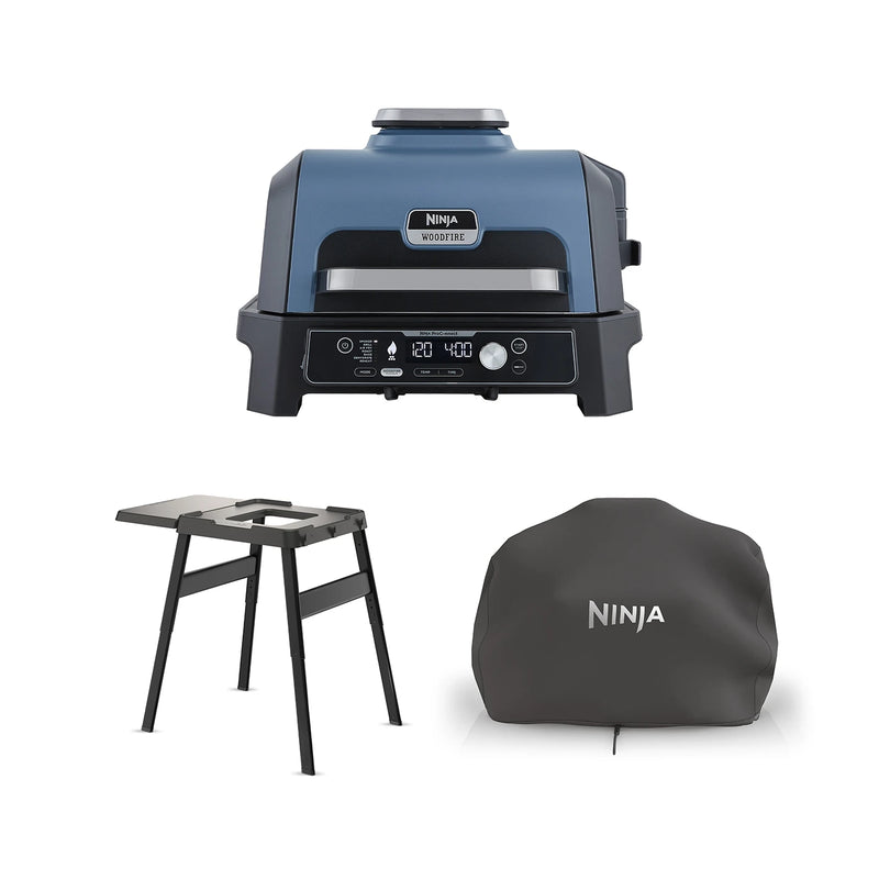 Ninja Woodfire Pro Connect XL Electric BBQ Grill and Smoker with Stand and Cover OG901UKGRILLKIT