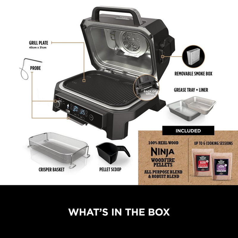 Ninja Woodfire Pro XL Electric BBQ Grill and Smoker with Stand and Cover OG850UKGRILLKIT Clearance