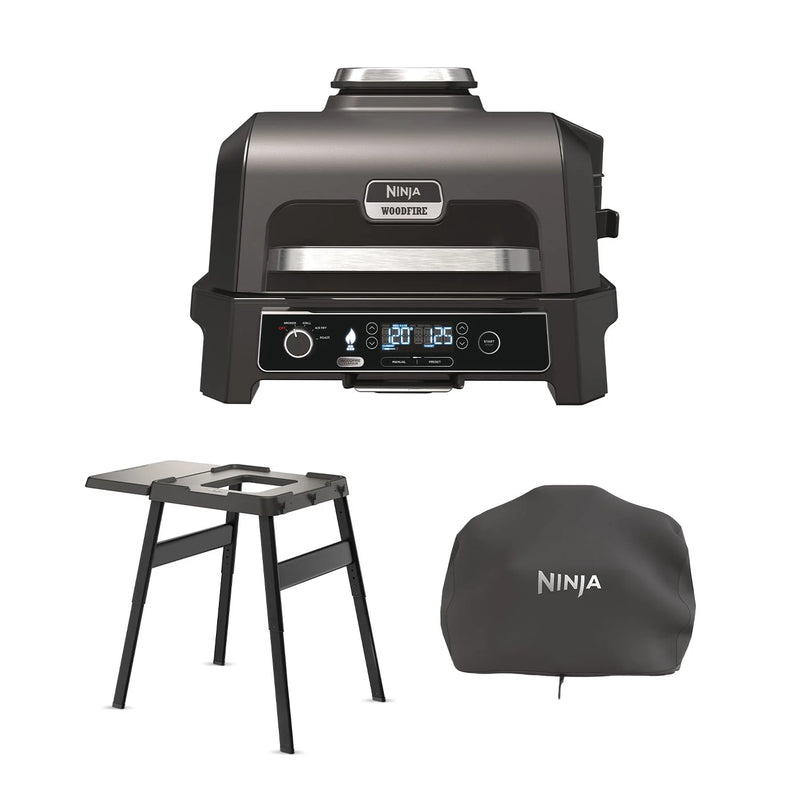 Ninja Woodfire Pro XL Electric BBQ Grill and Smoker with Stand and Cover OG850UKGRILLKIT