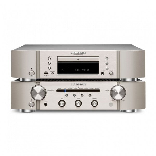 Marantz PM6007 Integrated Amp & CD6007 CD Player Silver with Bowers & Wilkins 606 S3 Speakers White