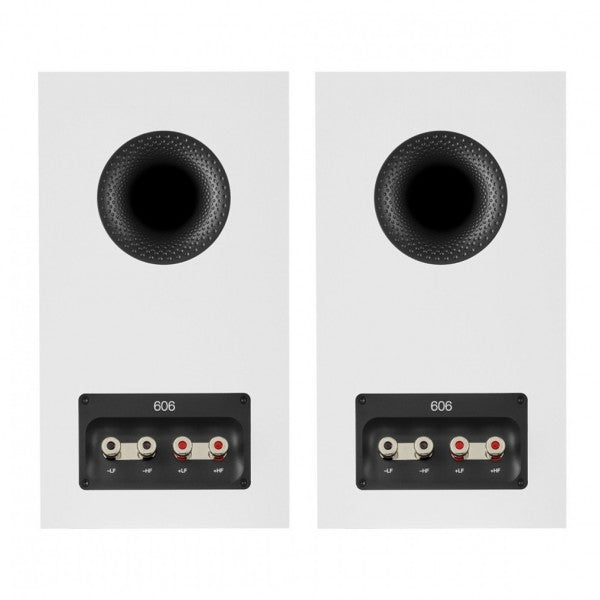 Bowers & Wilkins 606 S3 Bookshelf Speakers White with FS-600 S3 Silver Stands