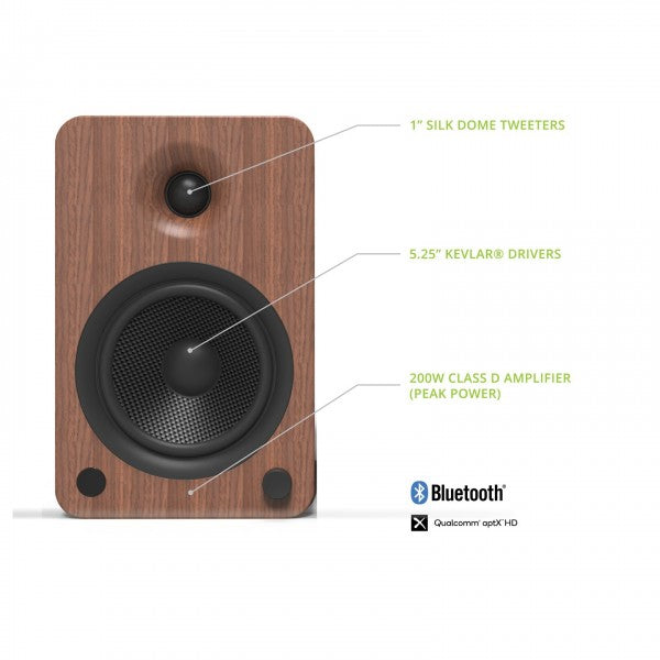 Kanto YU6 Powered Bookshelf Speakers With Bluetooth Walnut