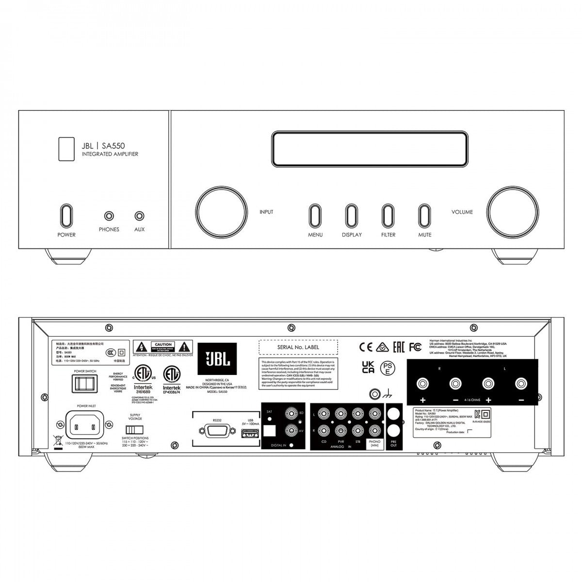 JBL Classic SA550 Amplifier CD350 CD Player & MP350 Music Streamer with 4312G Studio Monitor Pair of Speakers Ghost Edition