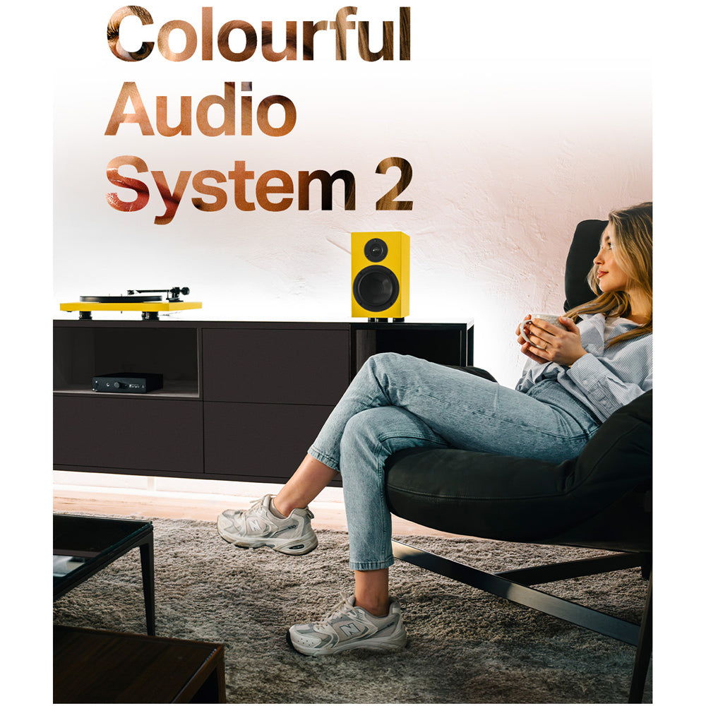 Pro-Ject Colourful Audio System 2 All In One True Analog HiFi Stereo System Satin Golden Yellow PJAACAS2YELSAT