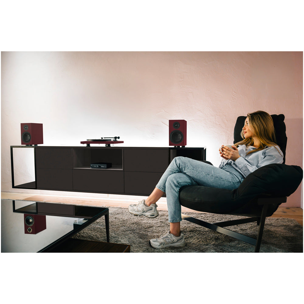 Pro-Ject Colourful Audio System 2 All In One True Analog HiFi Stereo System Satin Wine Red PJAACAS2RED