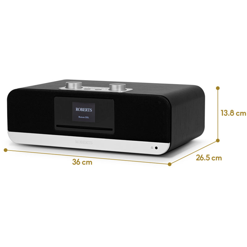 Roberts Blutune 300L DAB DAB+ Bluetooth CD USB Sound System Black