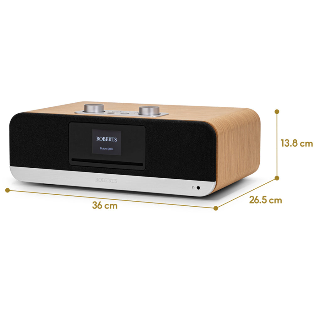 Roberts Blutune 300L DAB DAB+ Bluetooth CD USB Sound System Cherry Wood