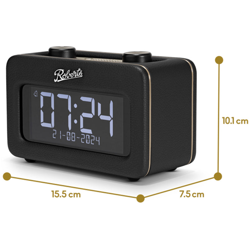 Roberts Revival Rest DAB DAB+ FM Bluetooth Bedside Clock Radio Black