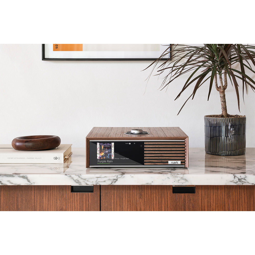 Ruark R610 Music Console with Sabre-R Bookshelf Speakers Streaming System Fused Walnut