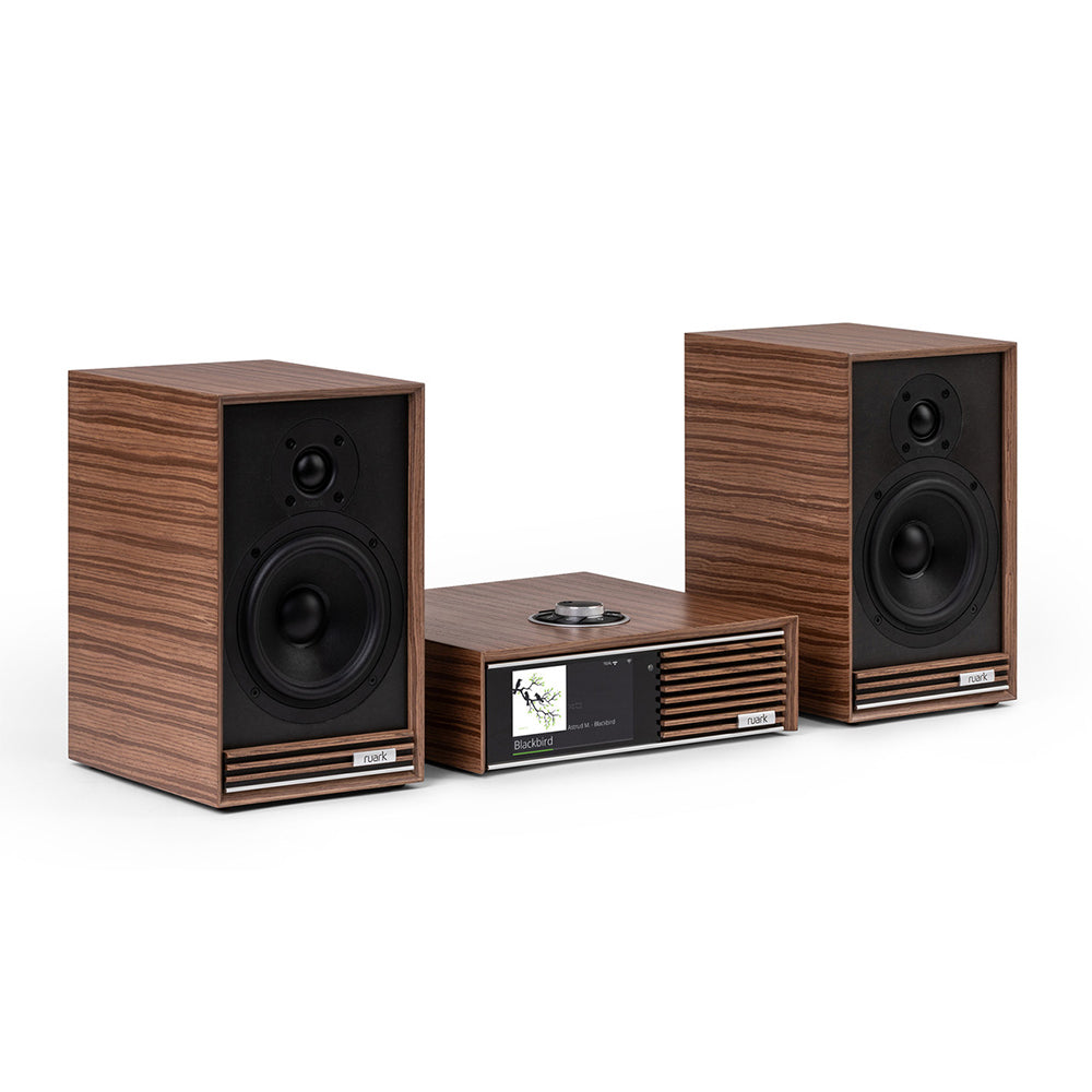 Ruark R610 Music Console with Sabre-R Bookshelf Speakers Streaming System Fused Walnut