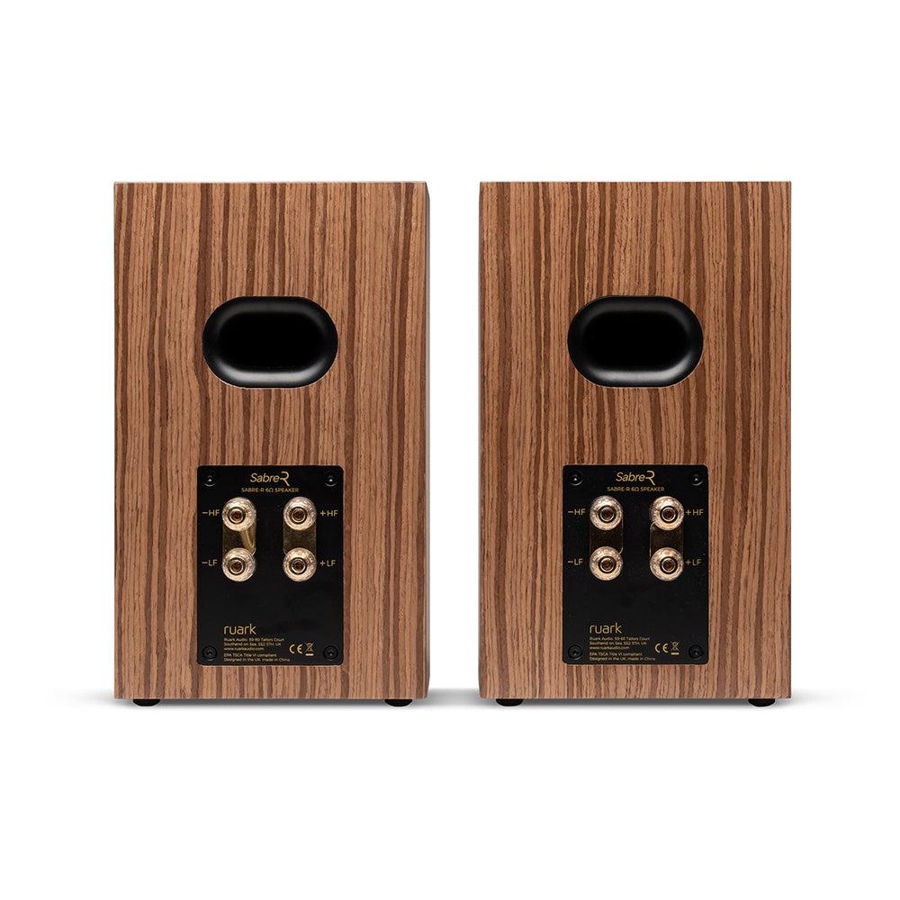 Ruark Sabre-R Bookshelf Speakers Pair Fused Walnut ports