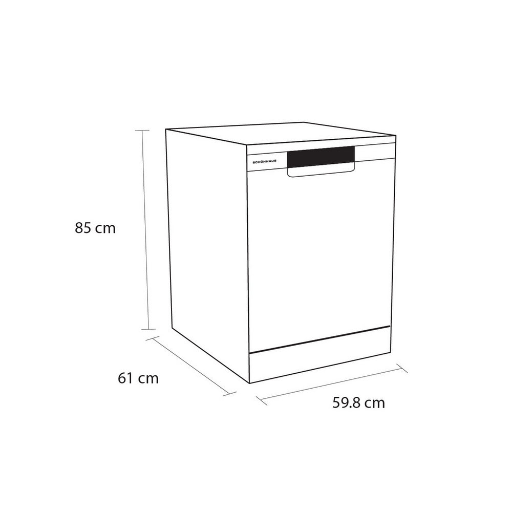 Schonhaus DWSF0115FSBW Freestanding Full Size Dishwasher White with 15 Place Settings