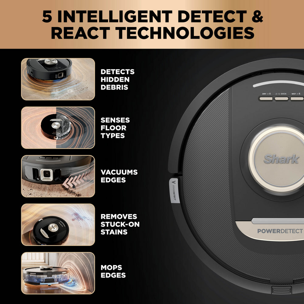 Shark RV2800ZEUK PowerDetect NeverTouch Pro 2-in-1 Robot Vacuum and Mop Black