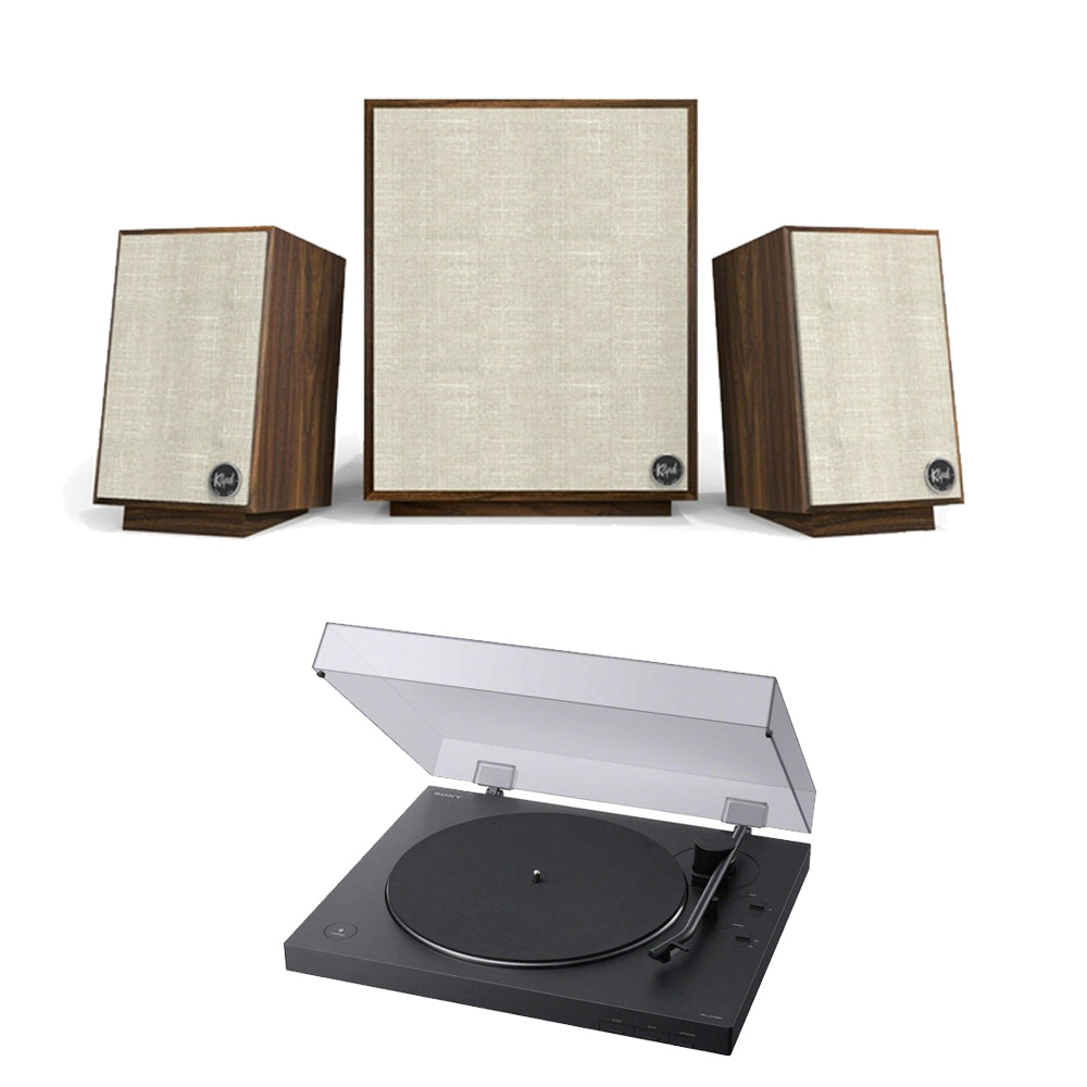 Sony PS-LX310BT Bluetooth Turntable and Klipsch Heritage ProMedia 2.1 Bluetooth Speaker System Walnut HiFi Package