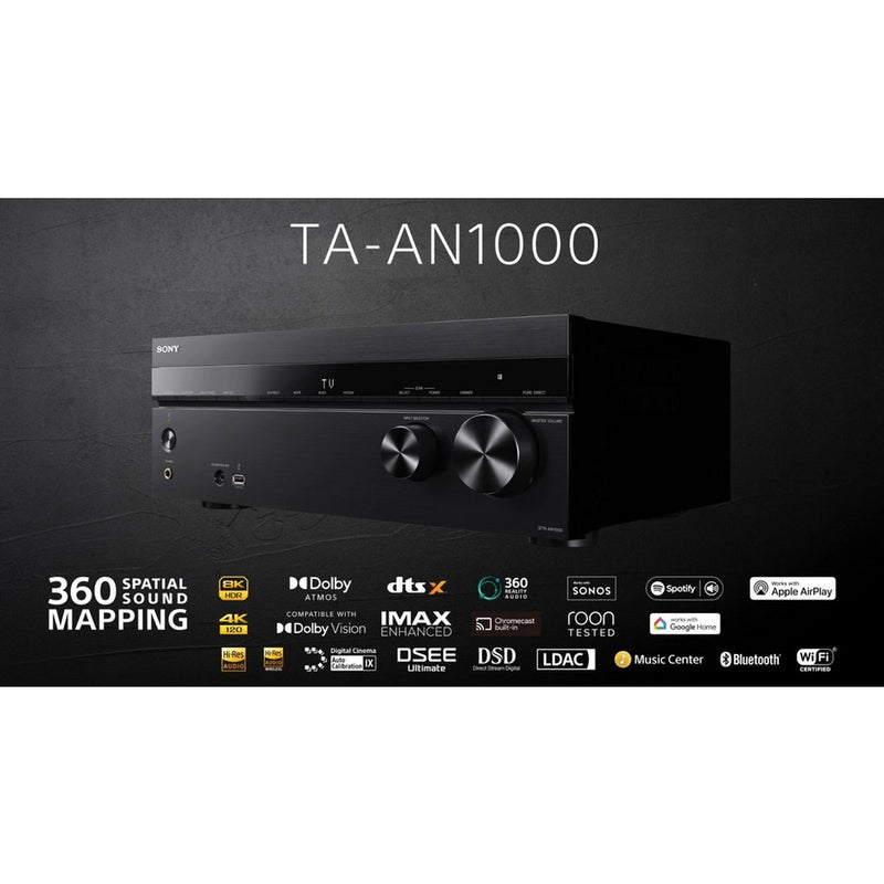 Sony TA-AN1000 7.2 Ch 8K Dolby Atmos AV Amplifier with Wharfedale DX3 HCP 5.1 Walnut Speaker Package