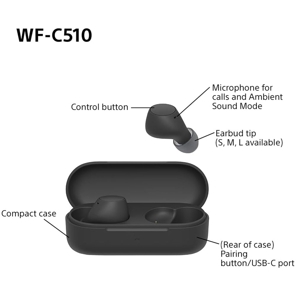 Sony WF-C510 True Wireless Bluetooth In Ear Headphones Black