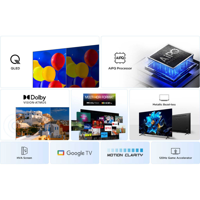 TCL 43P7K-UK 43 Inch P7K 4K QLED Ultra HD HDR Direct LED Smart Google TV 2025