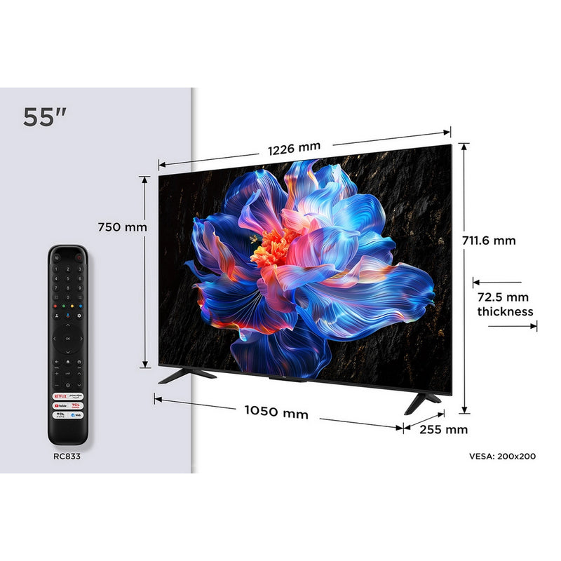 TCL 55V6C-UK 55 Inch V6C 4K Ultra HD HDR Direct LED Smart Google TV 2025