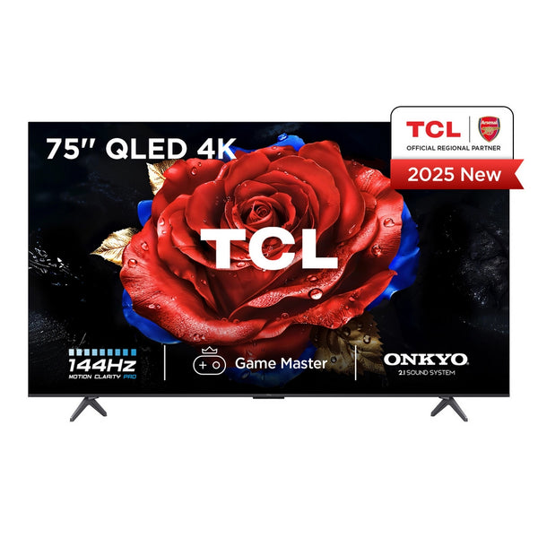 TCL 75T8C-UK 75 Inch T8C 4K QLED Ultra HD HDR Smart Google TV with 144Hz Motion Clarity Pro and Onkyo 2.1 sound 2025