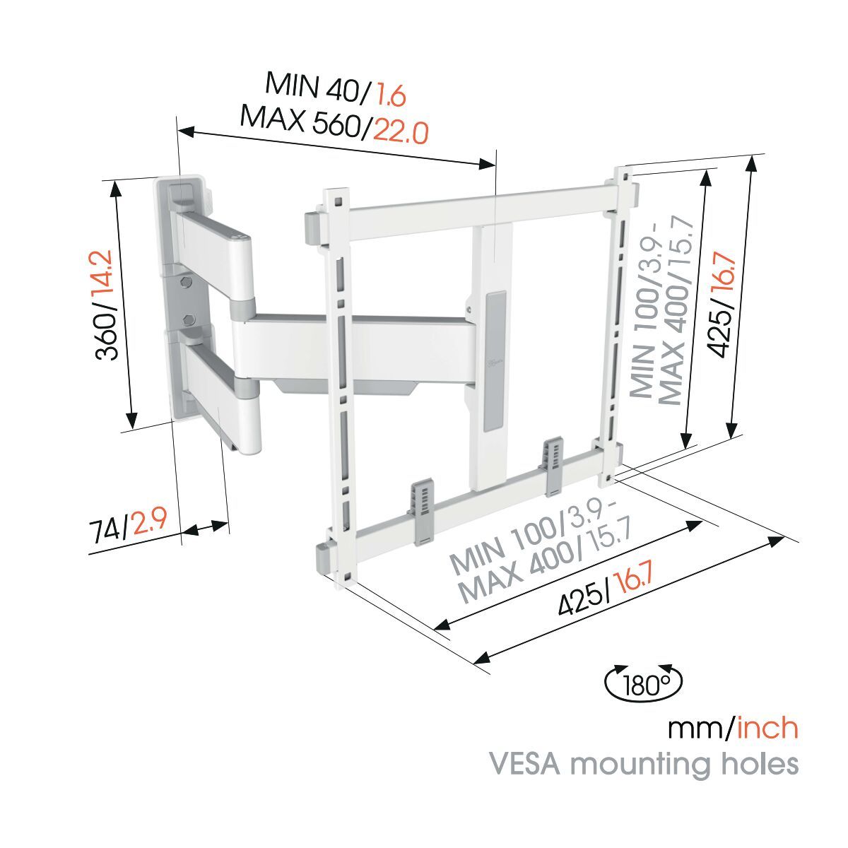 Vogels ELITE TVM 5445 Full-Motion TV Wall Mount White